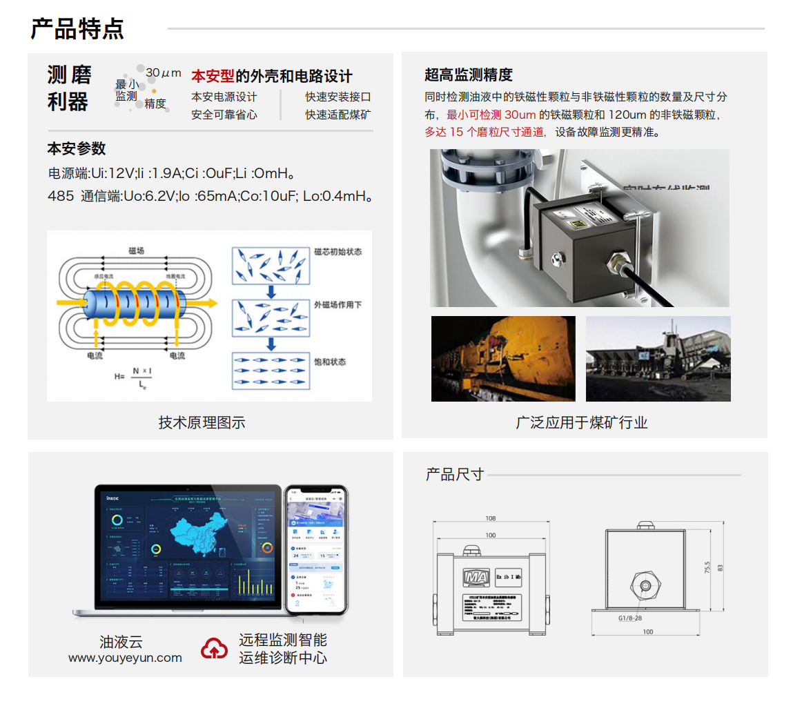 GYK12系列礦用本安型油液金屬磨損顆粒傳感器 產(chǎn)品特點